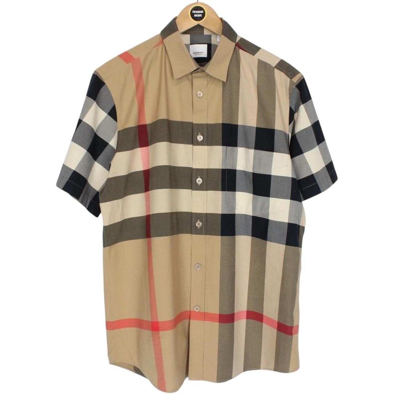 Burberry Tan Brown Nova Check Short Sleeve Cotton Shirt
