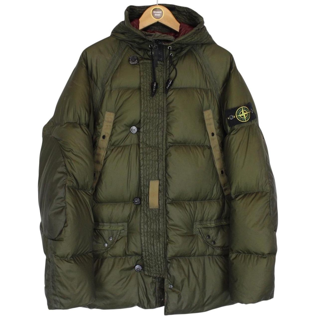 Vintage Stone Island Military Green Opaque Nylon Tela Goose Down Jacket