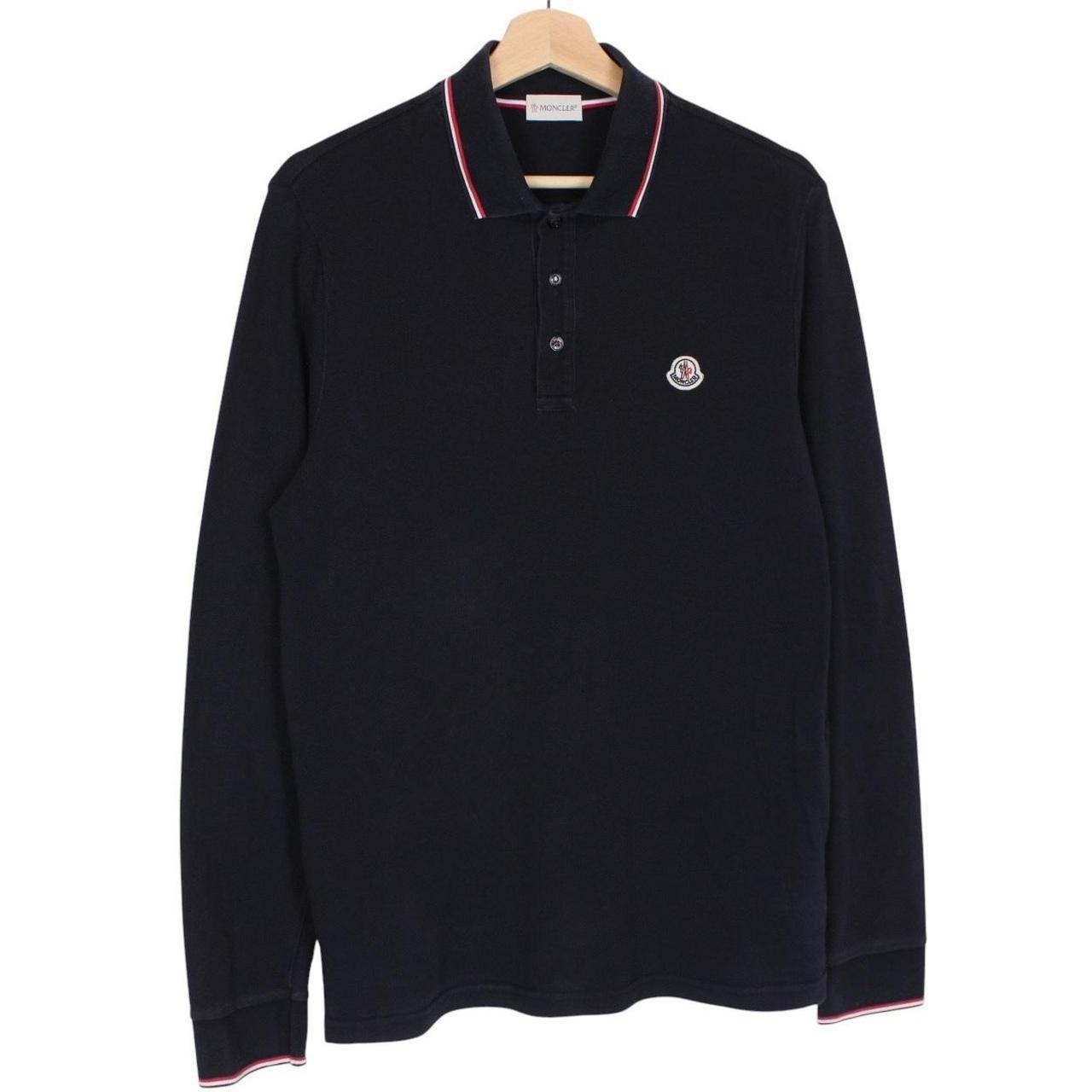 Moncler Maglia Manica Lunga Navy Blue Long Sleeve Cotton Polo Shirt