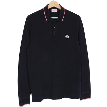 Moncler Maglia Manica Lunga Navy Blue Long Sleeve Cotton Polo Shirt
