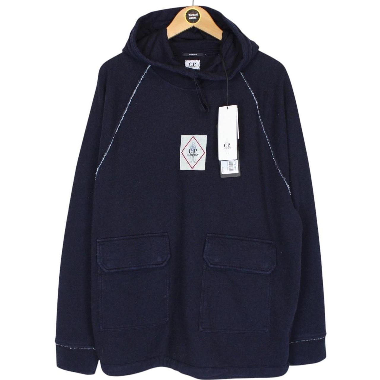 CP Company Denim Navy Blue Indigo Fleece Cotton Hoodie Jumper