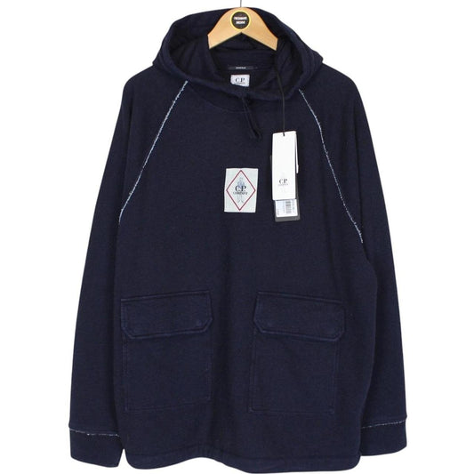 CP Company Denim Navy Blue Indigo Fleece Cotton Hoodie Jumper