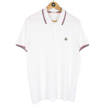 Moncler Maglia Manica Corta White Short Sleeve Cotton Polo Shirt