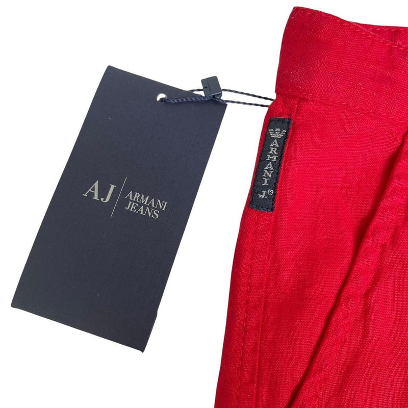 Armani Jeans Red Wide Leg Linen Trousers