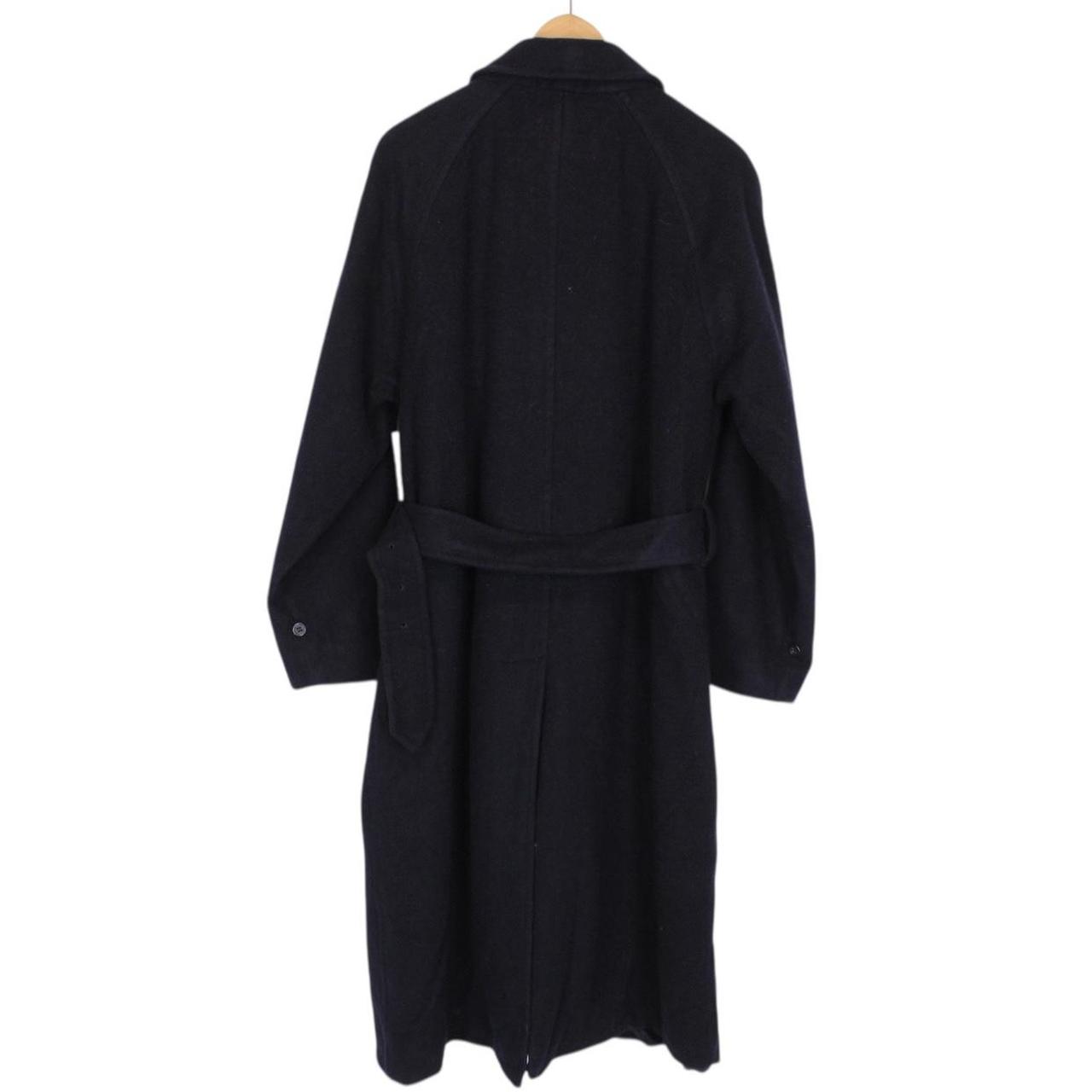 Vintage 90s Burberry Navy Blue Belted Wool Overcoat