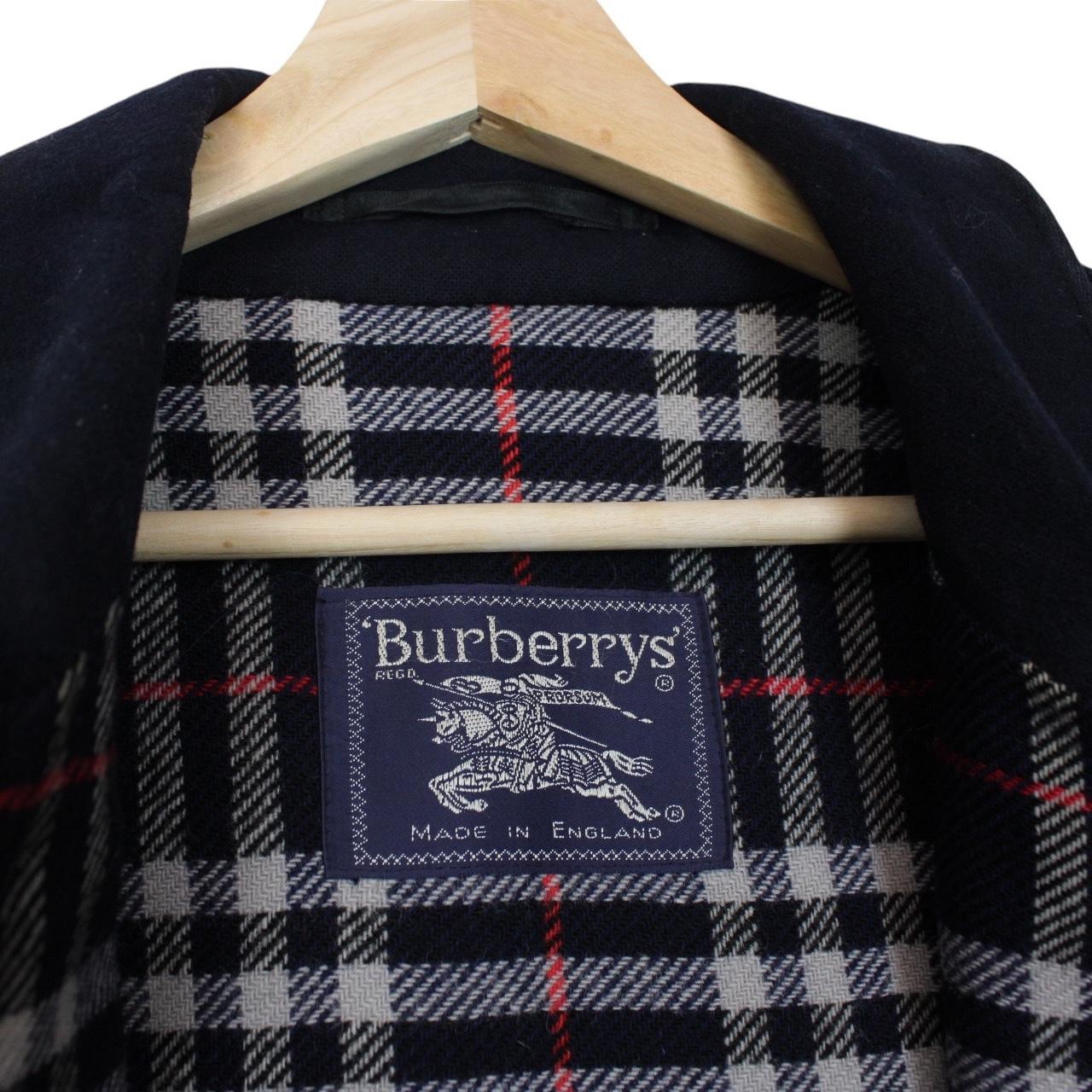Vintage 90s Burberry Navy Blue Nova Check Alpaca Wool Harrington Jacket