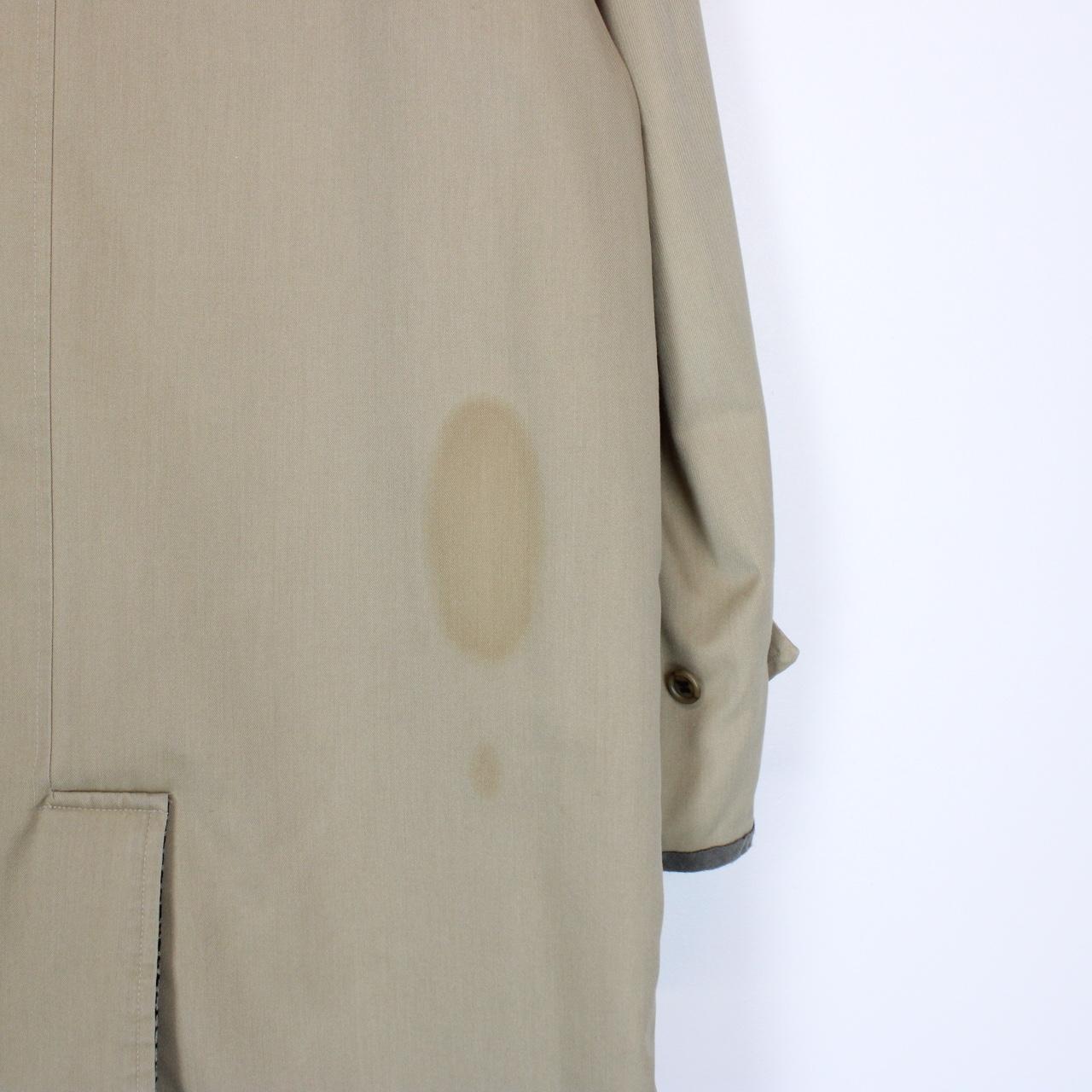 Vintage 80s Burberry Beige and Green Single Breasted Reversible Trench Coat