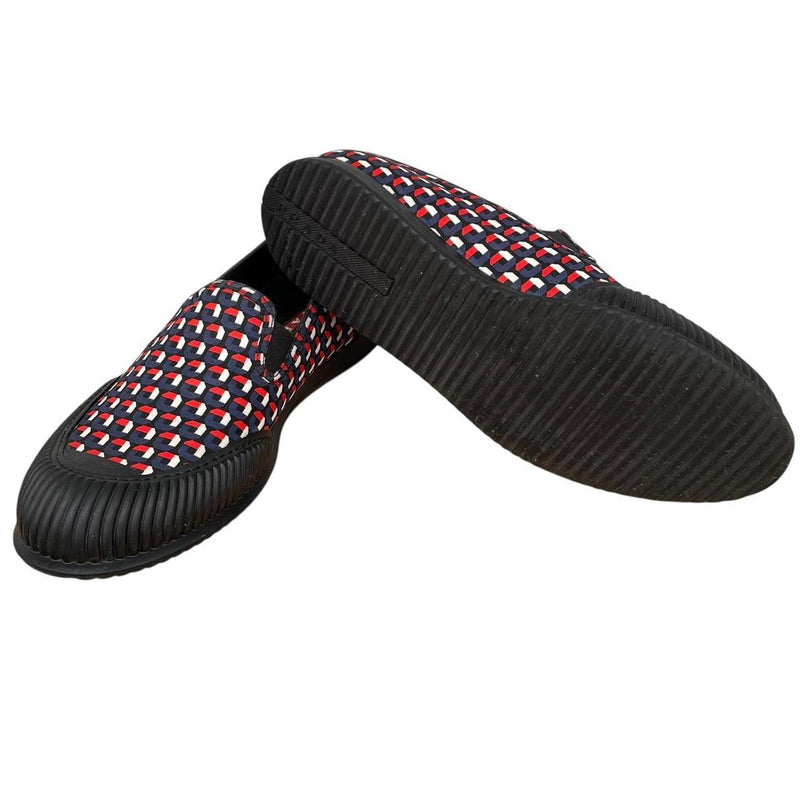 Prada Black, Blue and Red Nylon Hibiscus Loafers Shoes