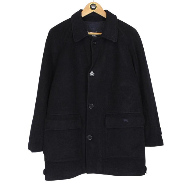 Vintage Burberry London Navy Blue Virgin Wool Blend Coat
