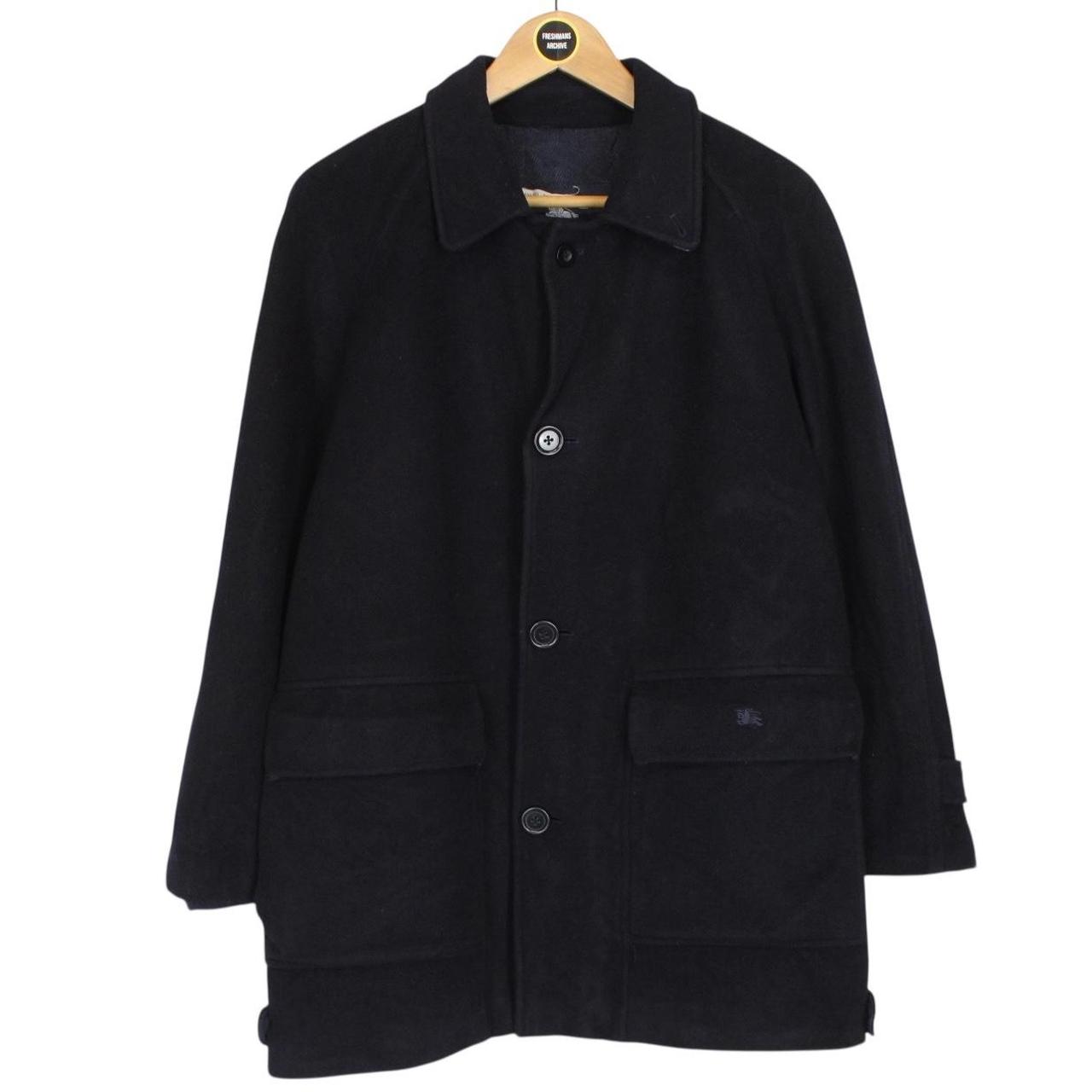 Vintage Burberry London Navy Blue Virgin Wool Blend Coat