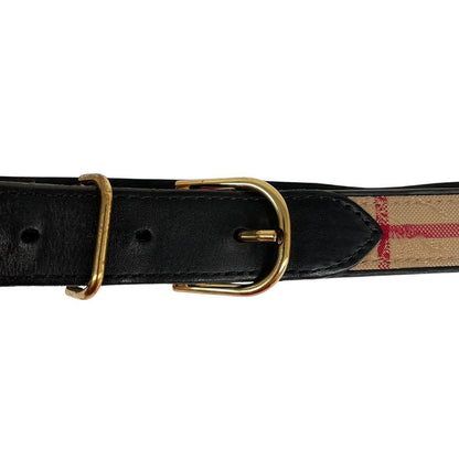 Burberry London Beige and Black Nova Check Thin Leather Belt