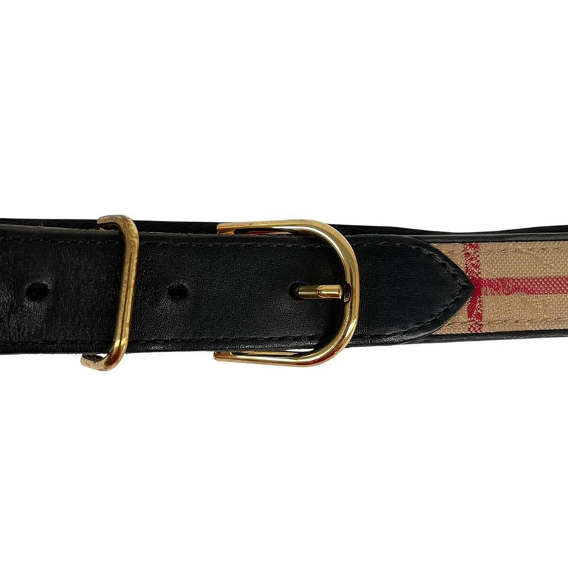 Burberry London Beige and Black Nova Check Thin Leather Belt