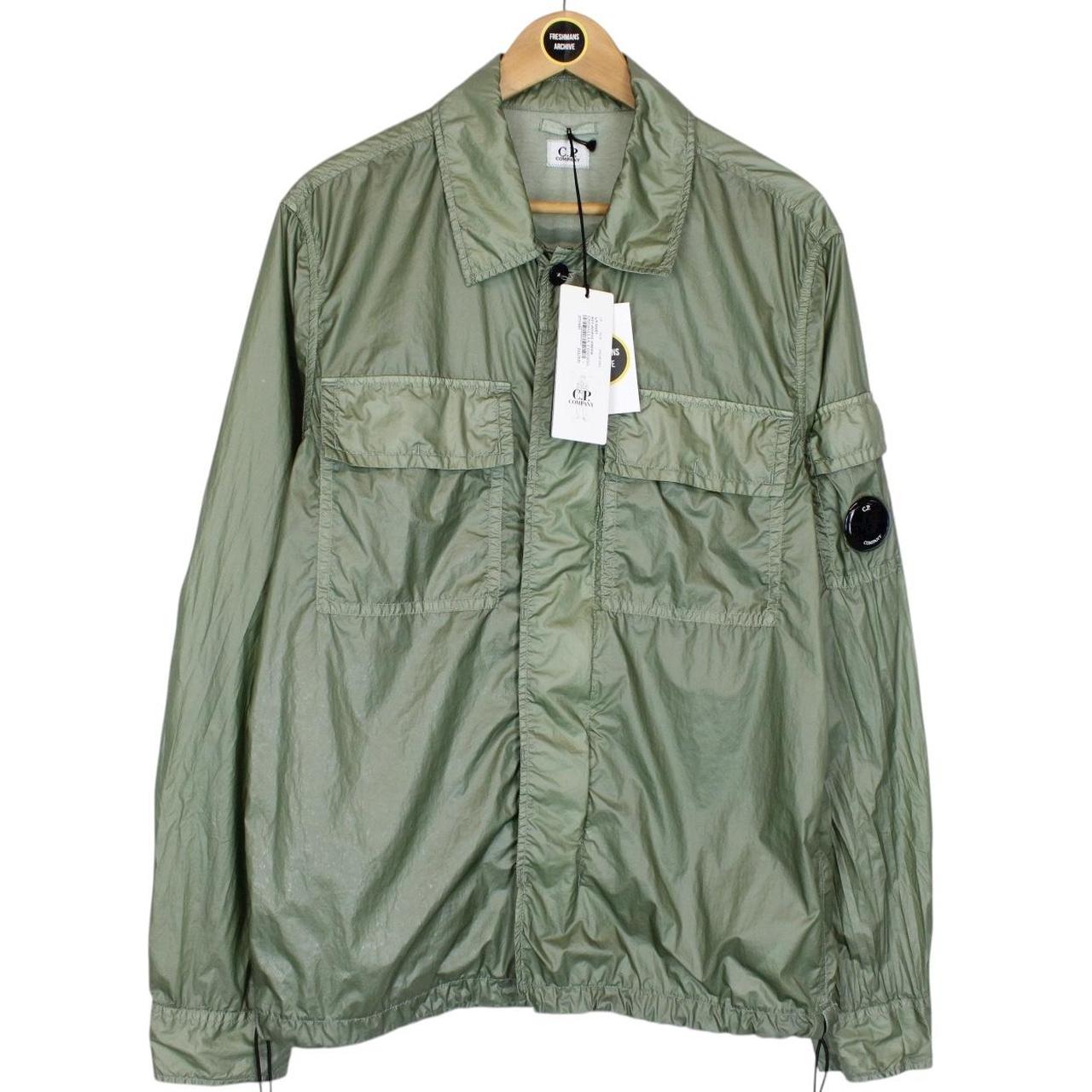 CP Company Green CS II Garment Dyed Full Zip Nylon Lens Overshirt