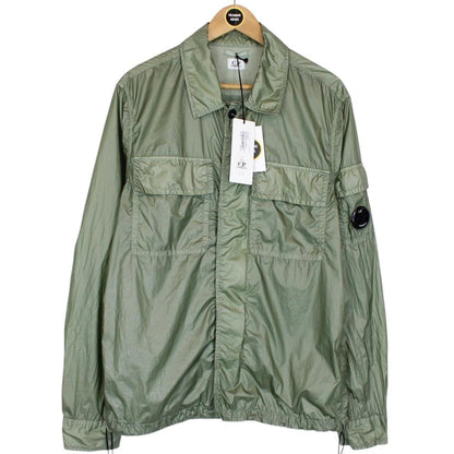 CP Company Green CS II Garment Dyed Full Zip Nylon Lens Overshirt