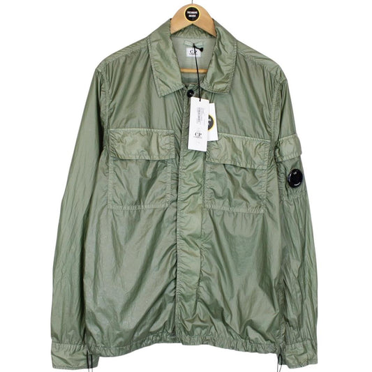 CP Company Green CS II Garment Dyed Full Zip Nylon Lens Overshirt