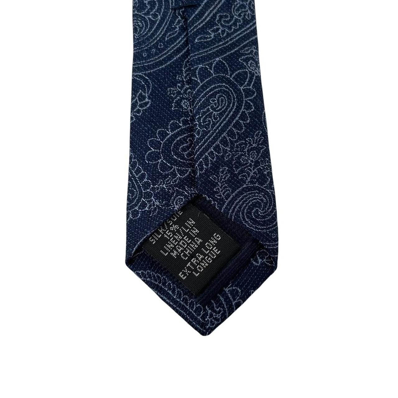 Michael Kors Navy Blue Paisley Silk/Linen Tie