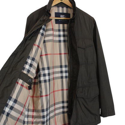 Vintage Burberry London Khaki Brown Nova Check Lined Multi Pocket Jacket