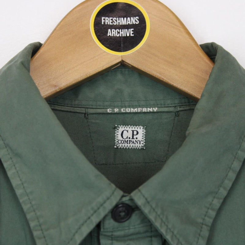 CP Company Green Button Up Cotton Lens Overshirt