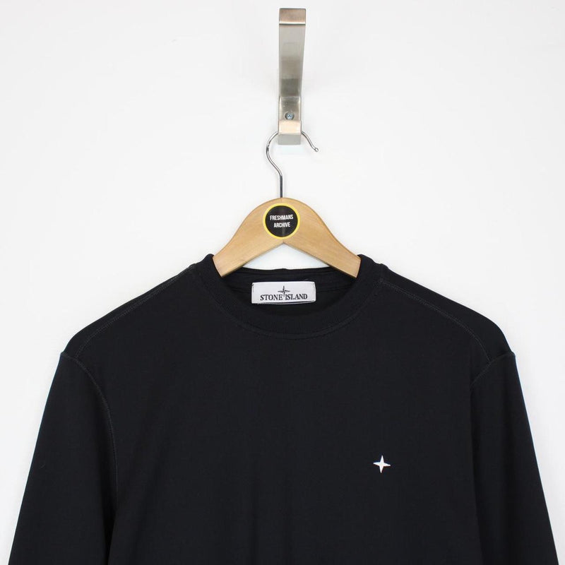 Stone Island SS 2023 Black and White Compass Logo Sweatshirt Jumper