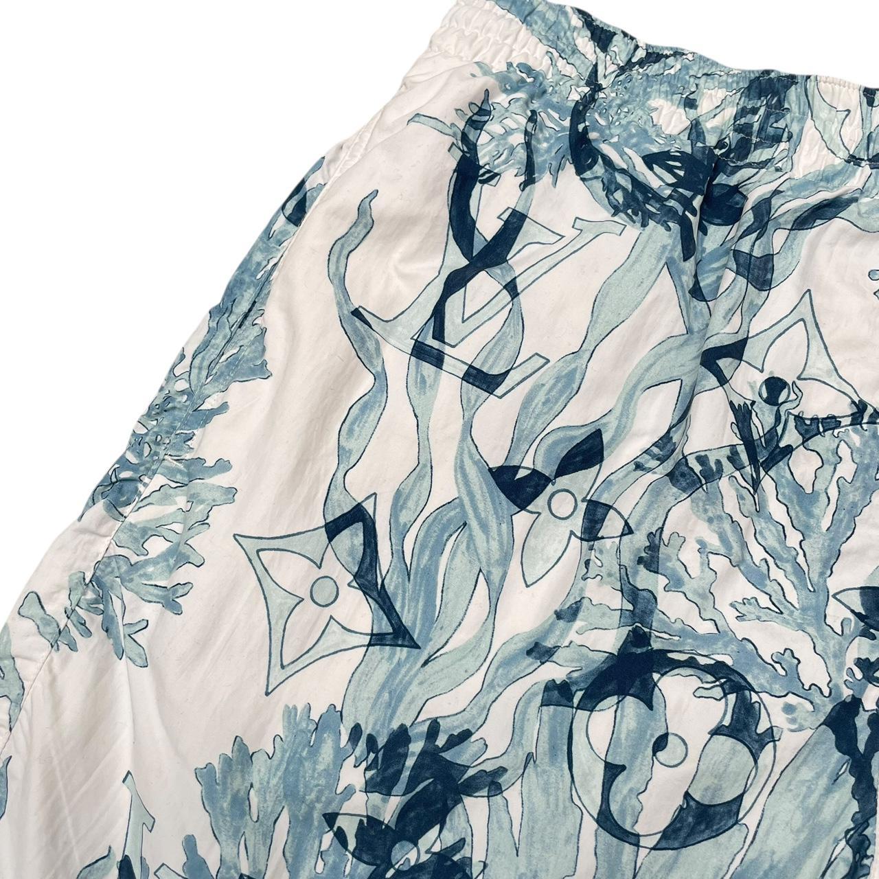 Louis Vuitton White and Blue Aquagarden Monogram Swim Shorts