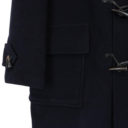Vintage Burberry London Navy Blue Nova Check Lined Wool Duffle Coat