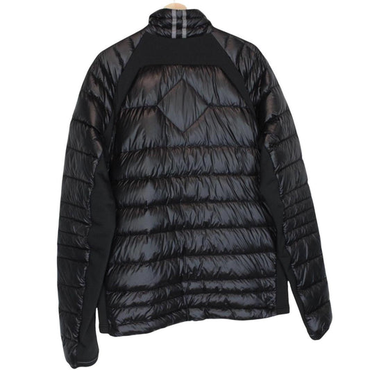 Canada Goose black down jacket with full zip and logo patch on sleeve.