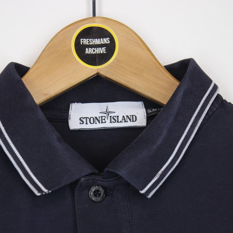 Stone Island Navy Blue Short Sleeve Compass Polo Shirt