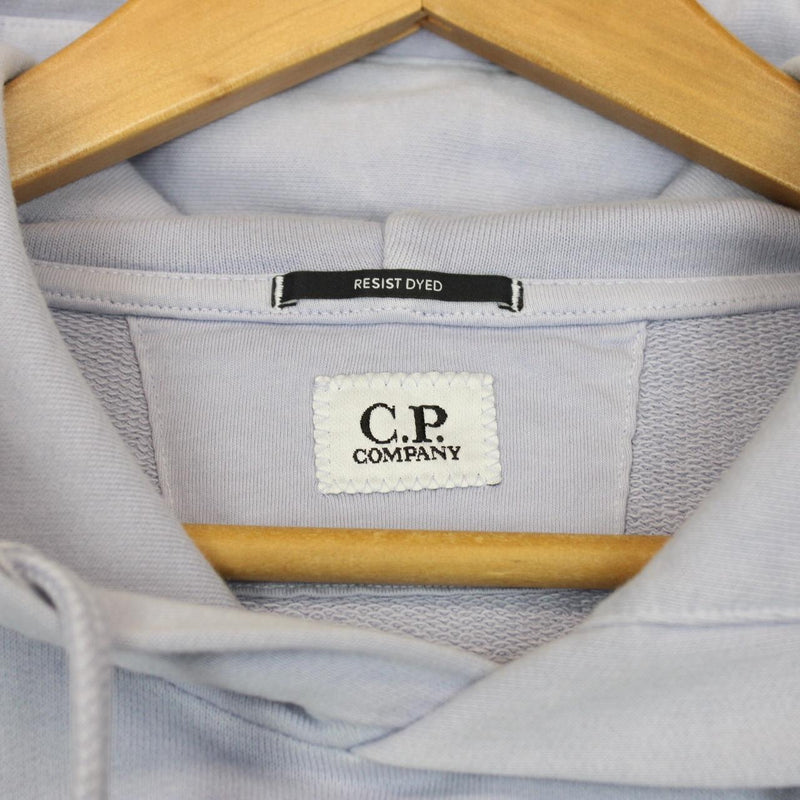 CP Company Blue Resist Dyed Cotton Lens Hoodie Jumper
