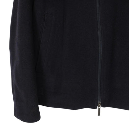 Burberry London Navy Blue Full Zip Nova Check Lined Cashmere Wool Jacket