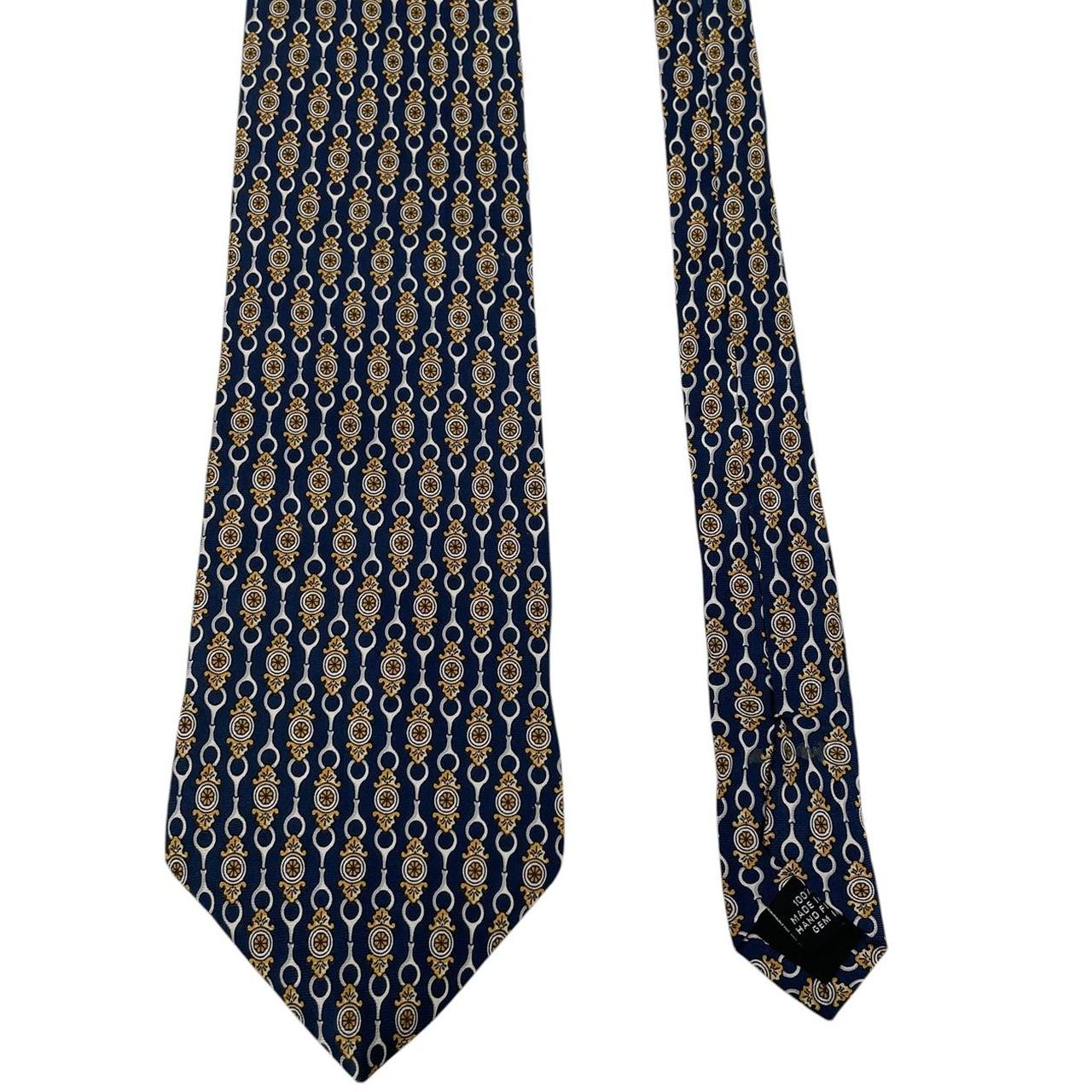 Vintage Paolo Gucci Navy Blue Horsebit Silk Tie