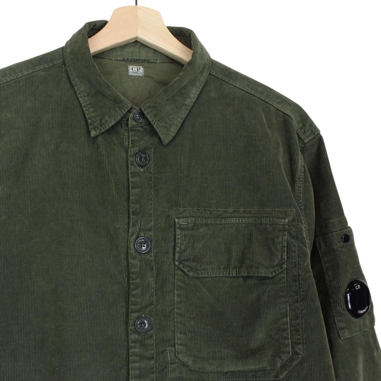 CP Company Green Button Up Lens Corduroy Overshirt