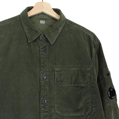 CP Company Green Button Up Lens Corduroy Overshirt