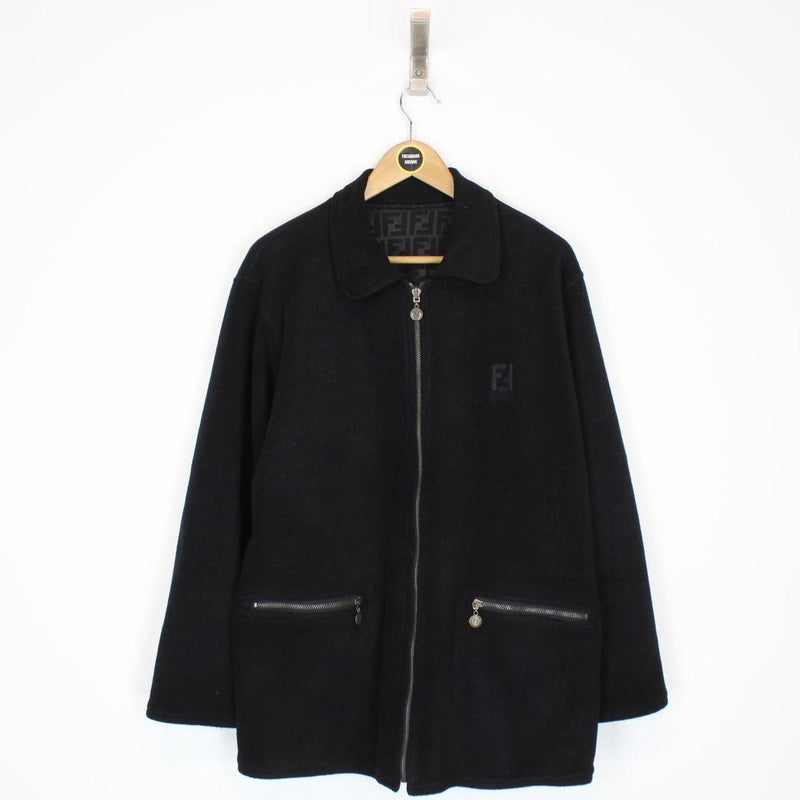Vintage 90s Fendi Black Zucca Monogram Reversible Jacket