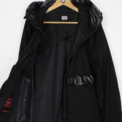 CP Company Black 50 Fili Gum Mixed Full Zip Hooded Explorer Goggle Jacket