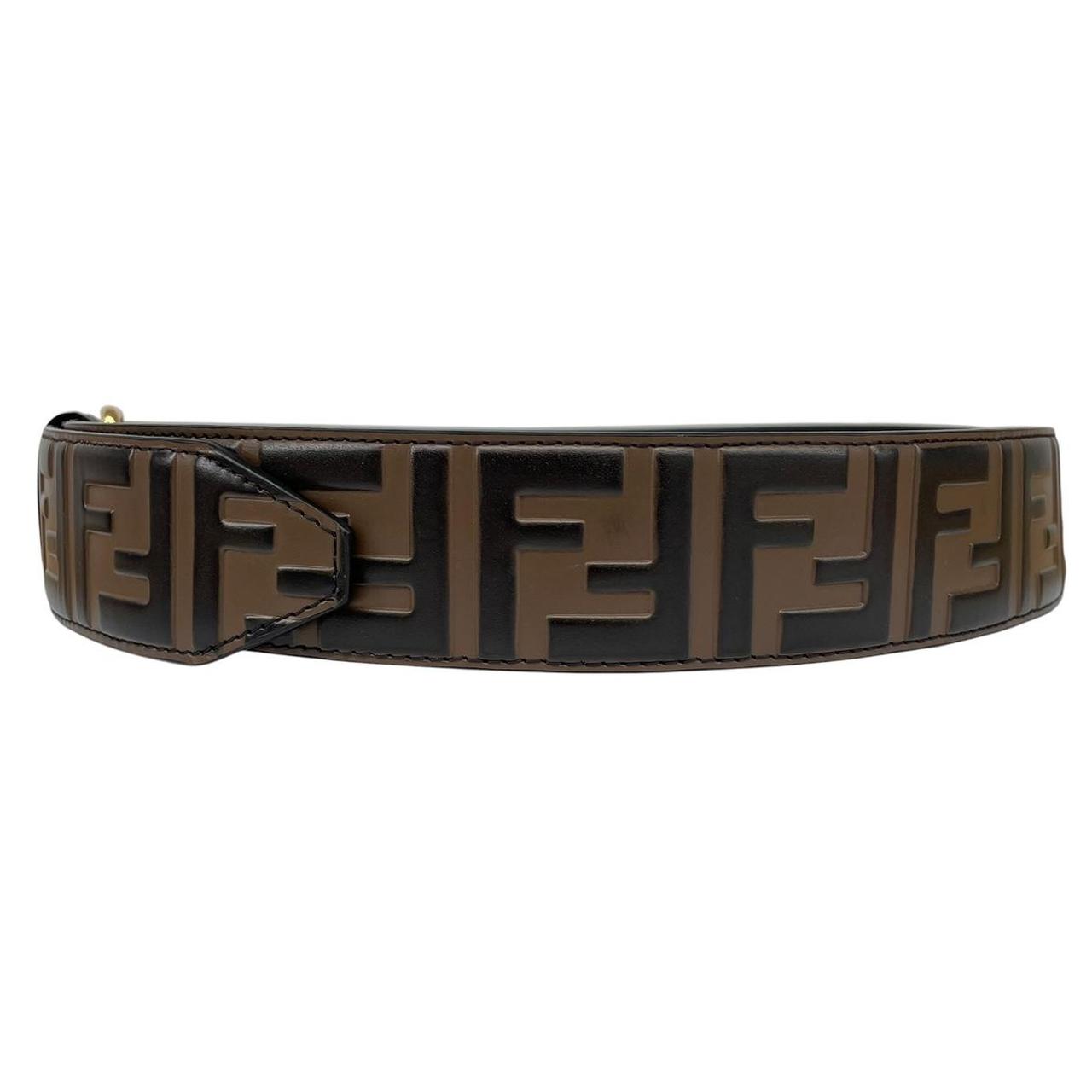Fendi Brown and Black FF Zucca Monogram Embossed Leather Belt
