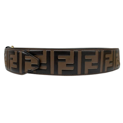 Fendi Brown and Black FF Zucca Monogram Embossed Leather Belt
