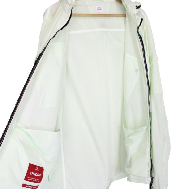 CP Company Pale Green Full Zip Chrome Nylon Garment Dyed Goggle Jacket