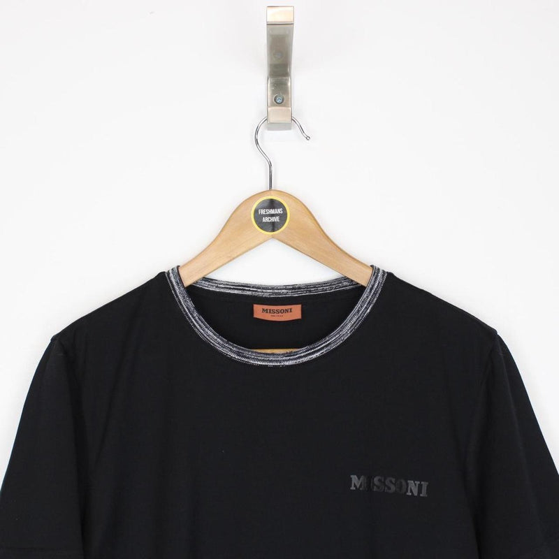 Missoni Black Logo Print Short Sleeve Cotton T-Shirt