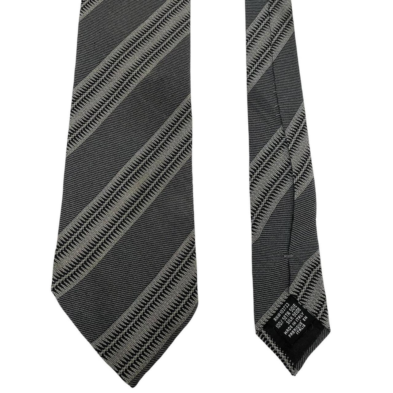 Armani Collezioni Grey Striped Silk Tie