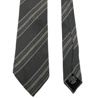 Armani Collezioni Grey Striped Silk Tie