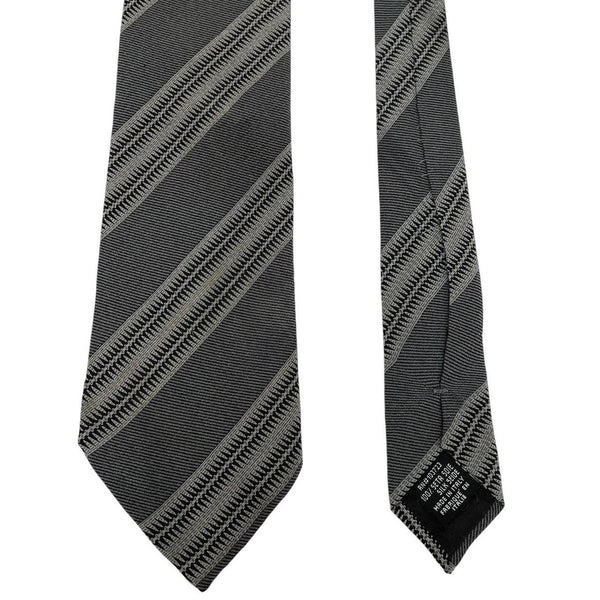 Armani Collezioni Grey Striped Silk Tie