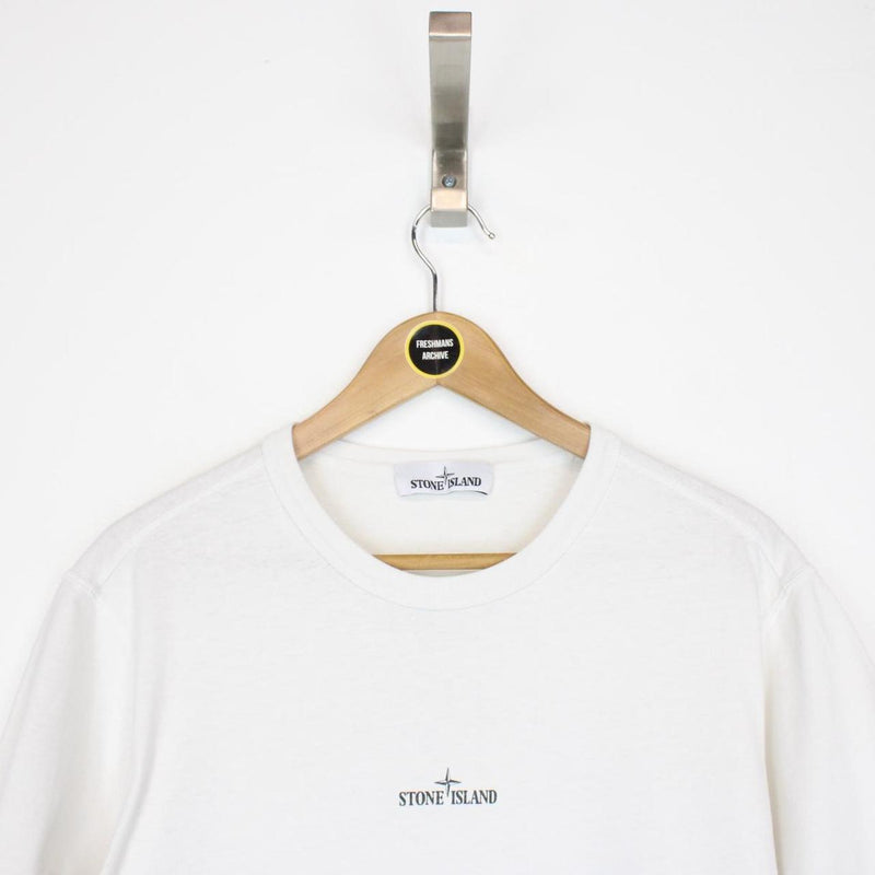 Stone Island AW 2019 White Short Sleeve Logo Print Cotton T-Shirt