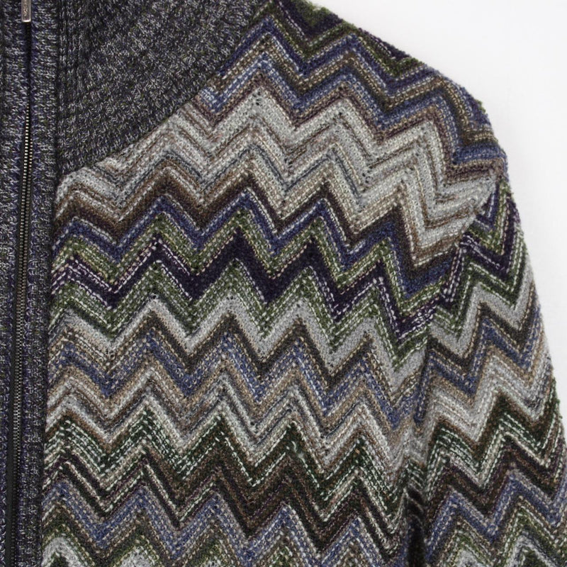 Missoni Multicoloured Striped Wool Knit Full Zip Jumper