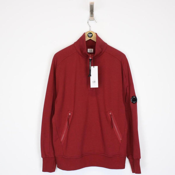 CP Company Ketchup Red 1/4 Zip Lens Cotton Sweatshirt Jumper