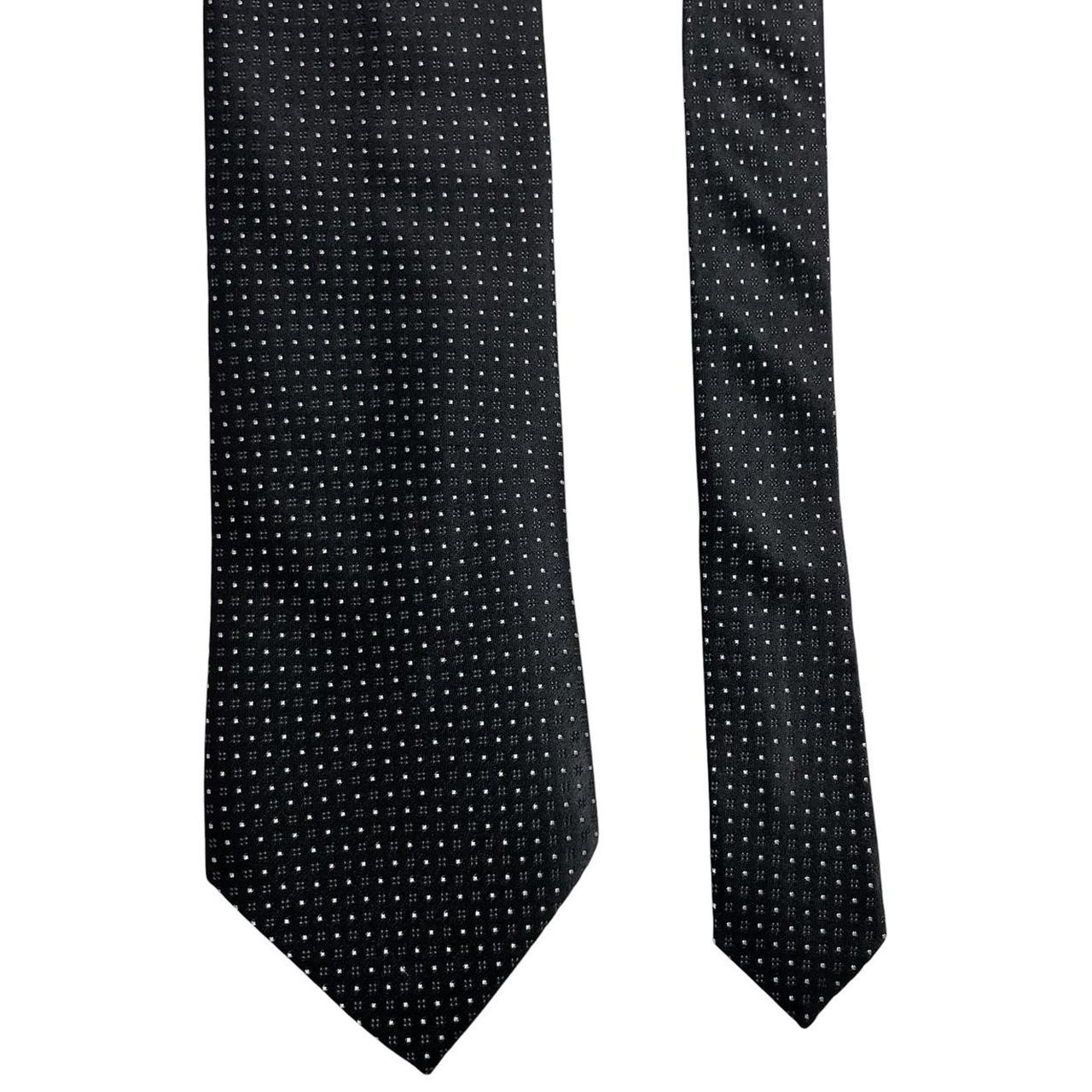 DKNY vintage silk tie black and white polka dots, excellent condition.