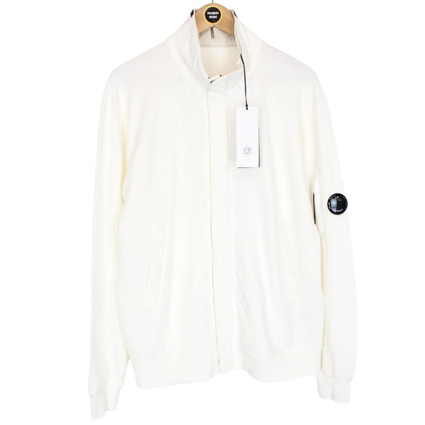 CP Company Cream Full Zip Cotton Lens Sweatshirt