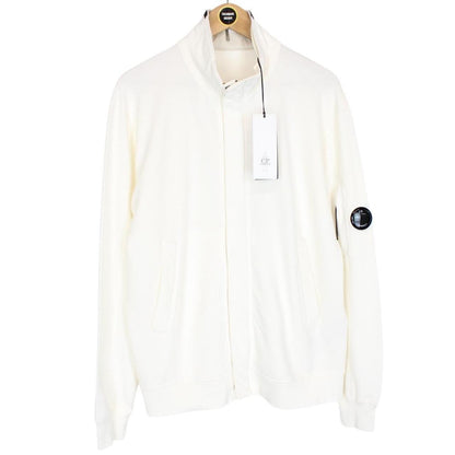 CP Company Cream Full Zip Cotton Lens Sweatshirt