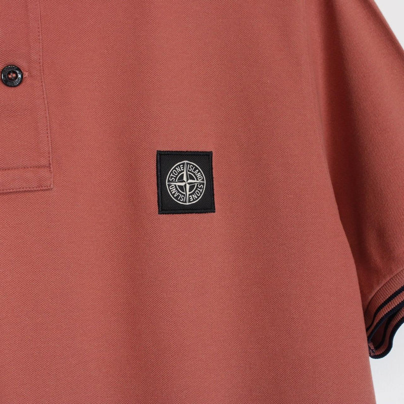 Stone Island Burgundy Short Sleeve Compass Polo Shirt