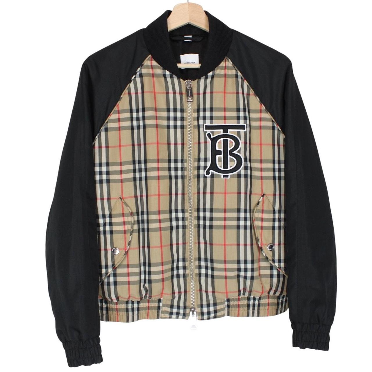 Burberry Tan and Black Nova Check Full Zip Harlington Bomber Jacket