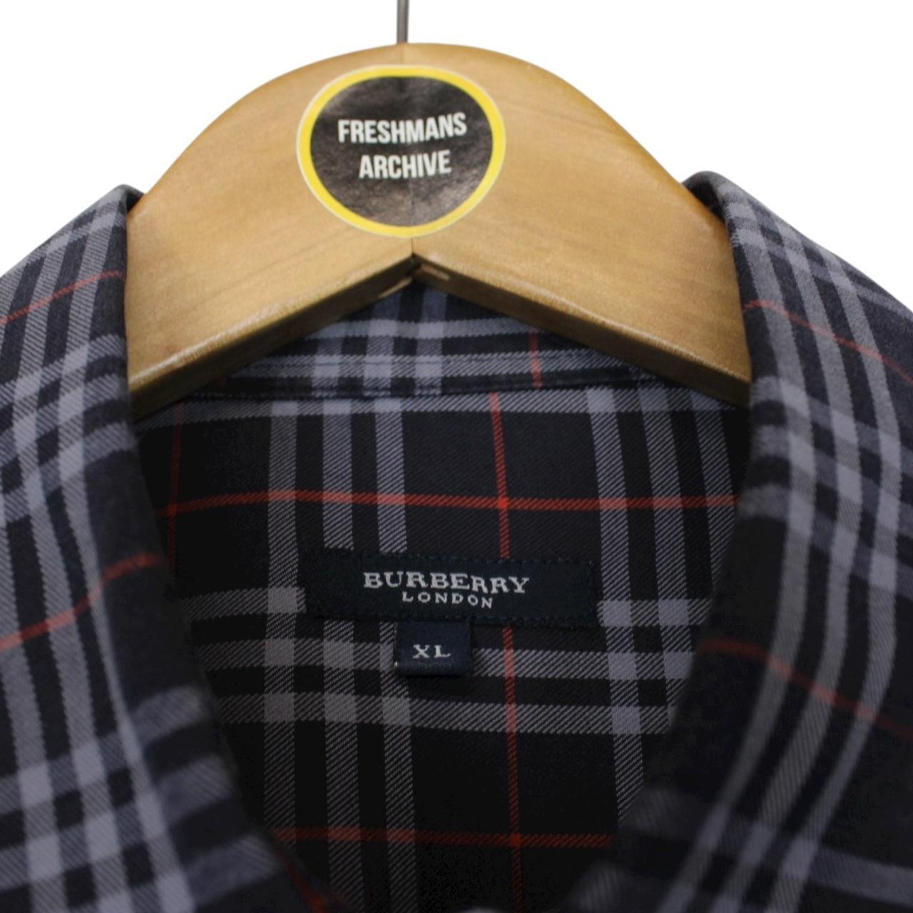 Vintage Burberry London Navy Blue Nova Check Short Sleeve Cotton Shirt